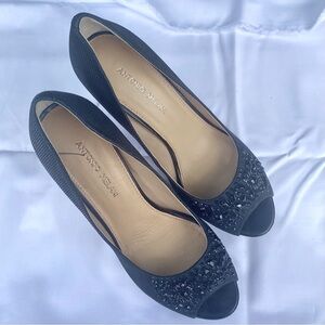 Antonio Melani Black Peep-Toe Heels Size 9.5M.